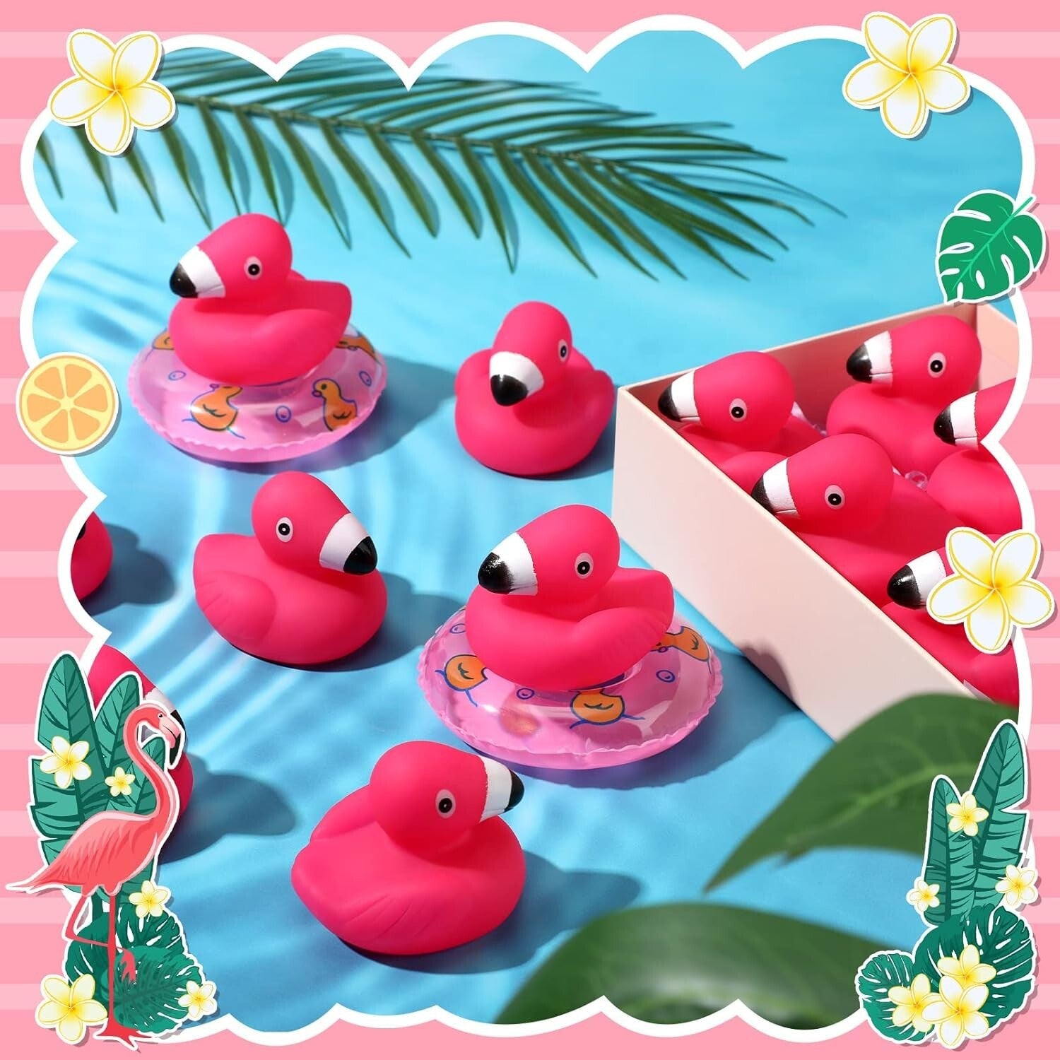 Adorable Flamingo Rubber Duck Collection - 50pk Squeaky Toys for Kids & Parties
