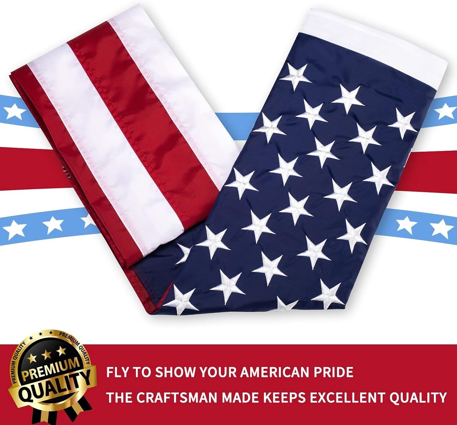 Premium 6x10 American Flag - Heavy Duty Nylon with Embroidered Stars & Stripes