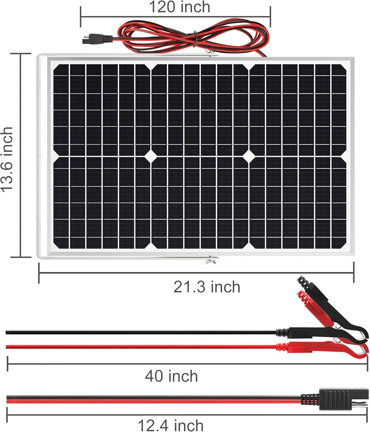 Compact 30W Solar Panel with Plug & Play Charger - Ideal for RV, Boat, and More