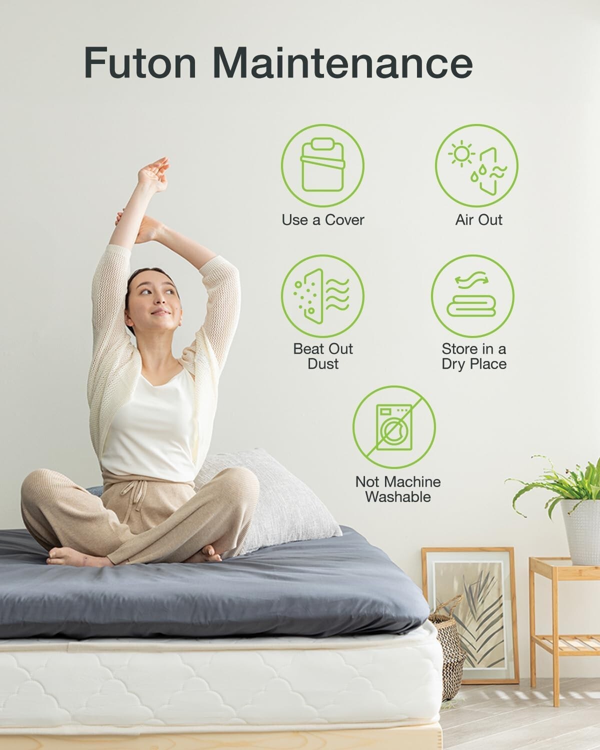 Ergonomic Full Japanese Futon Mattress - Lightweight & Space-Saving Design