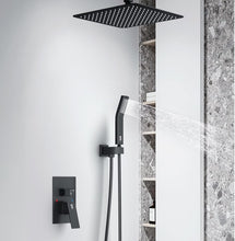 Load image into Gallery viewer, Matte Black Luxury Shower Faucet Set - 12 Inch Rain Shower Head with Trim Kit