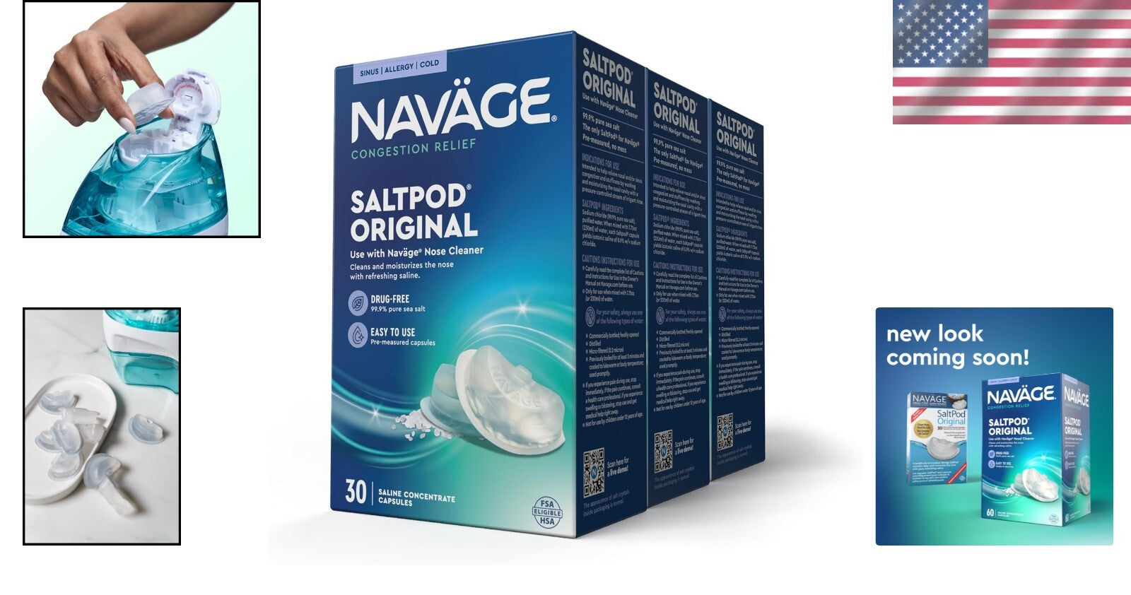 90 Fast-Acting SaltPod Refills for Quick Congestion Relief - Nasal Irrigation