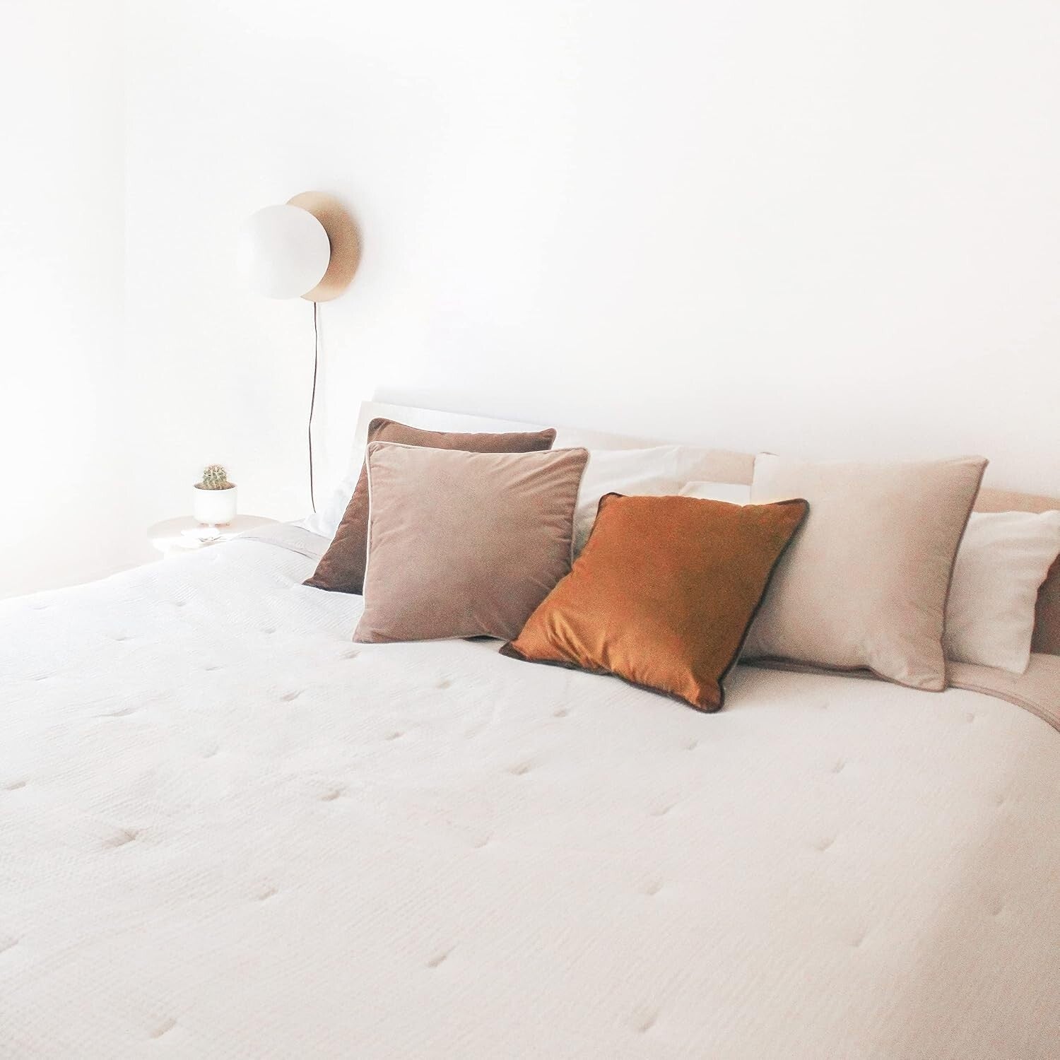 Contemporary Brown/Beige Velvet Cushion Covers - Set of 4 - All-Season Use