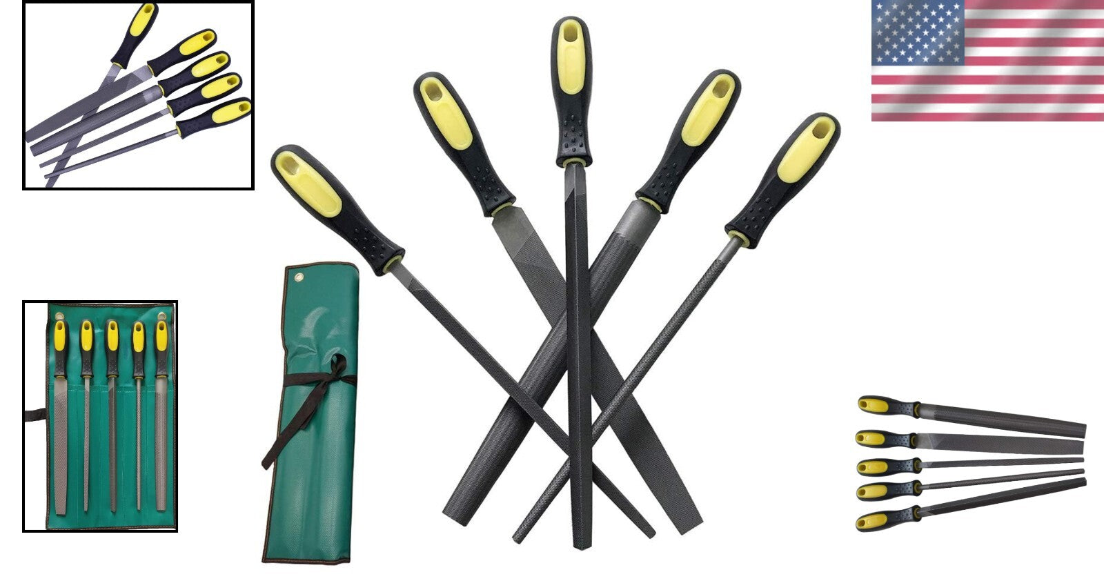 Ergonomic 10-Inch Metal File Set with Lifetime Warranty - 5-Piece Collection