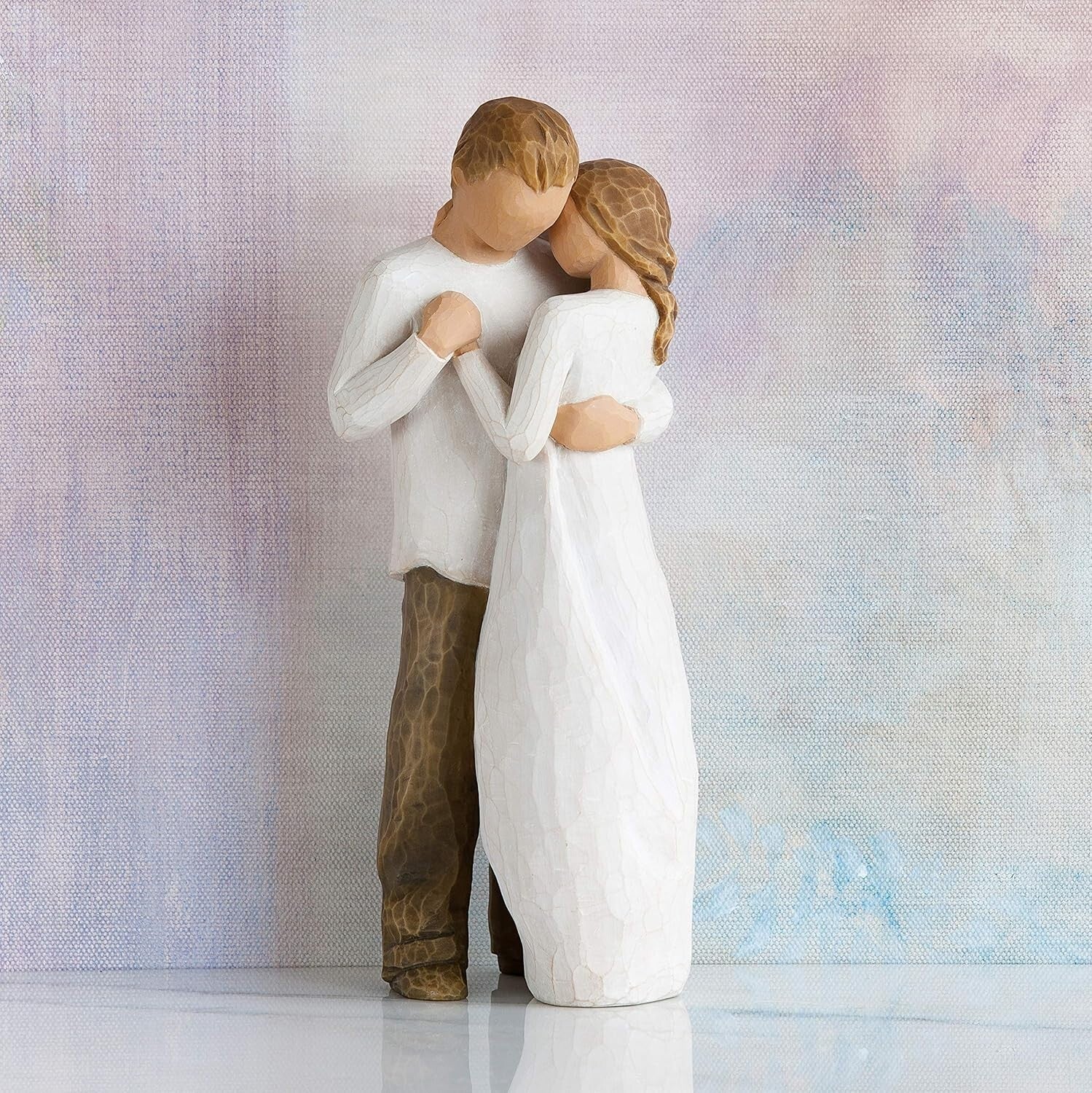 Elegant Embracing Couple Sculpture - Hand-Painted Figure for Home Decor