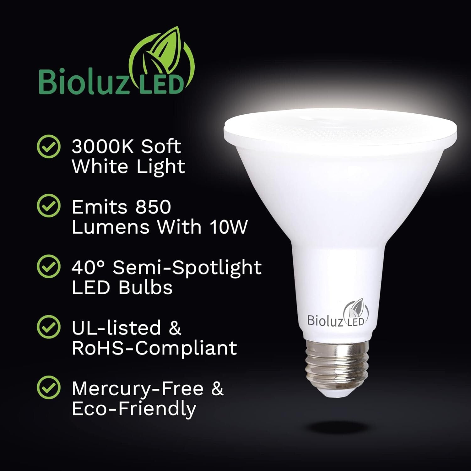 Energy-Efficient 20-Pack LED Bulbs, 3000K Soft White, Dimmable & Flicker-Free