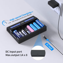 Load image into Gallery viewer, 8-Bay 21700 &amp; 18650 Smart Battery Charger with LCD Display - Fast 1A*8 Charging
