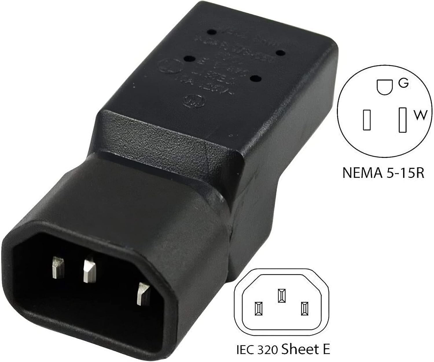 10 Pack C14 Male to NEMA 5-15R Female Power Plug - Reliable & Durable Connection