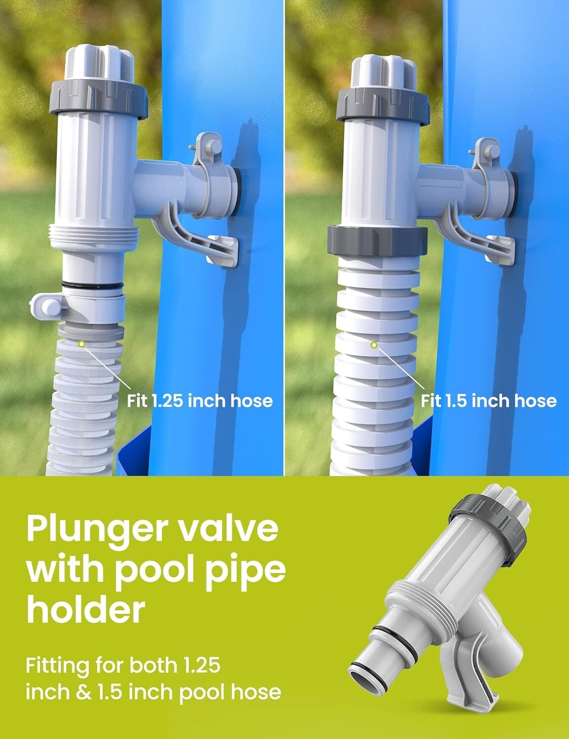 Durable Swimming Pool Hose Adapter with Leak-Proof Plunger Valves - 2 Pack