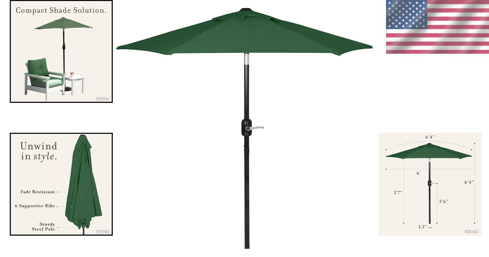 Elegant 6 Ft Outdoor Umbrella with Easy Tilt and Crank - Perfect for Patios