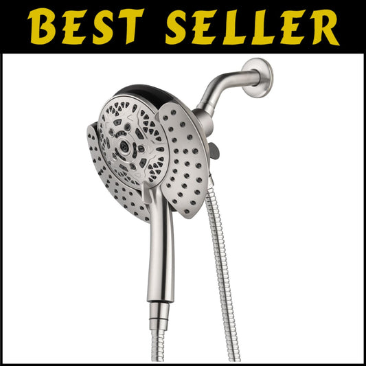 2.5 GPM Dual Shower Head with Handheld Spray & 60" Rotatable Hose - Nickel