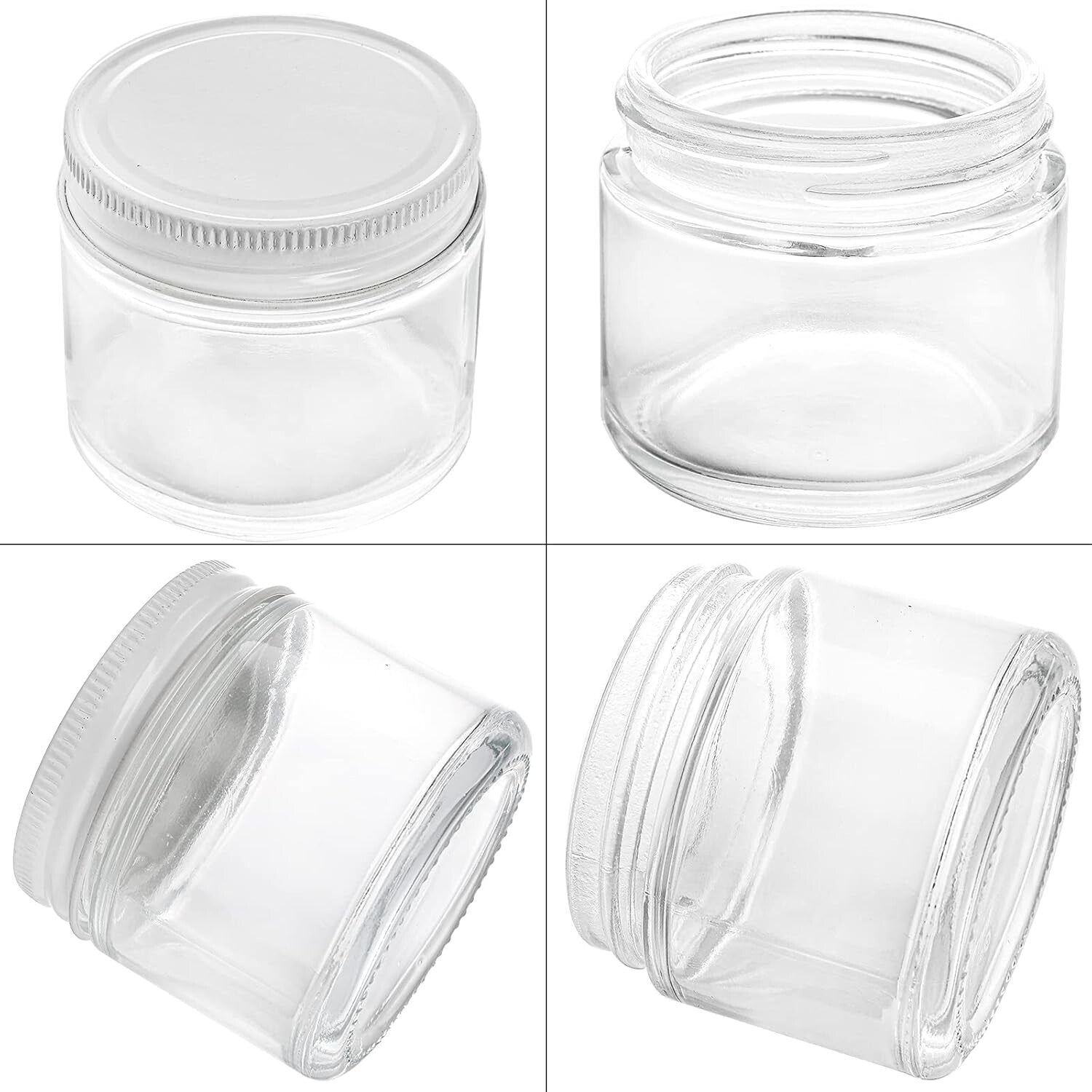 Mini 2 Oz Glass Jars with Airtight Lids - Versatile Storage for DIY & Gifts
