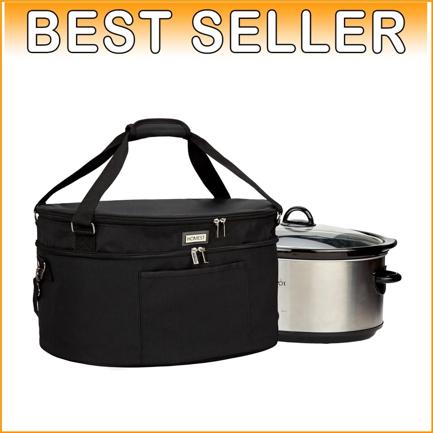 Durable 6-8 Quart Slow Cooker Holder with Adjustable Strap and Easy Wipe Liner
