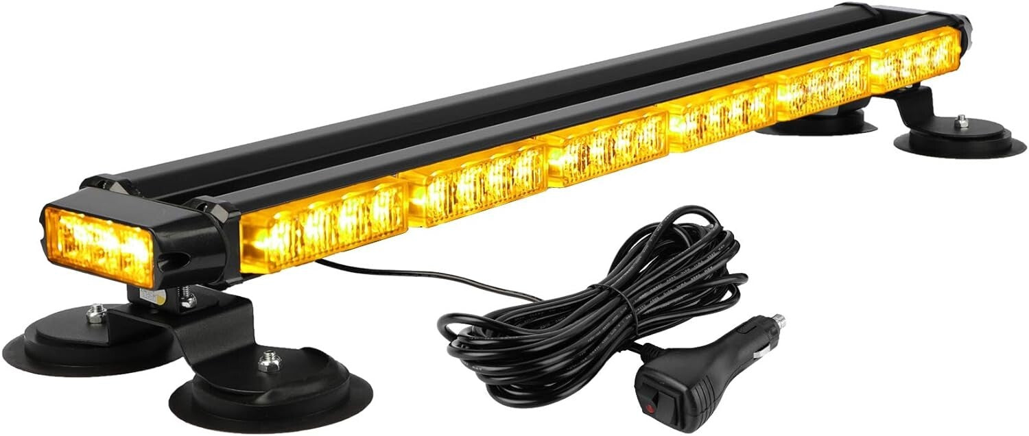 29.5" Amber LED Strobe Light Bar - High Intensity Emergency Warning with Magnets