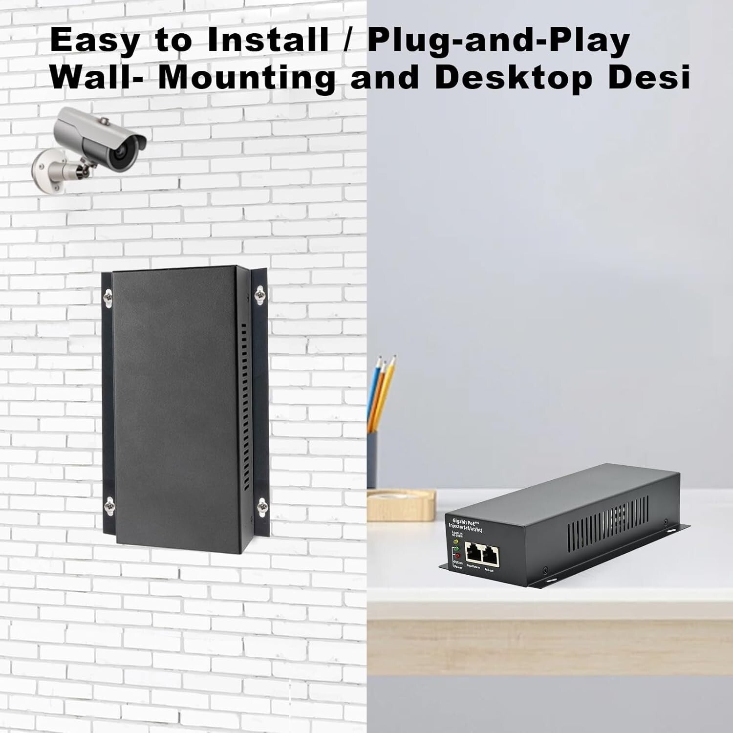 Efficient 90W PoE++ Injector Adapter - 10/100/1000Mbps High-Speed Connectivity