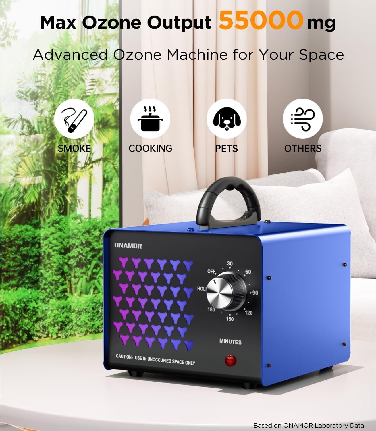 High-Performance Ozone Machine - Deodorizes Smoke & Pets Up to 6000 Sq.Ft