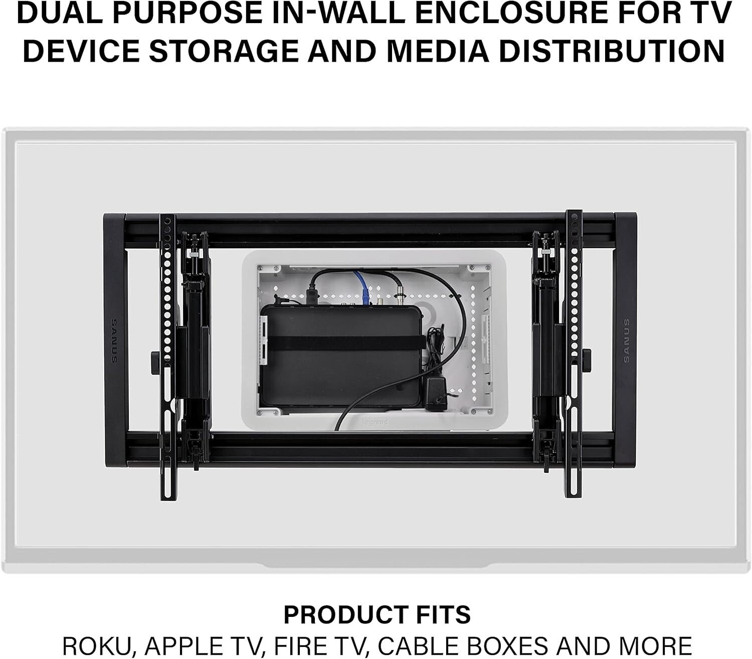9 Inch In-Wall Enclosure for TVs - Matte White Dual-Purpose Media Storage Box