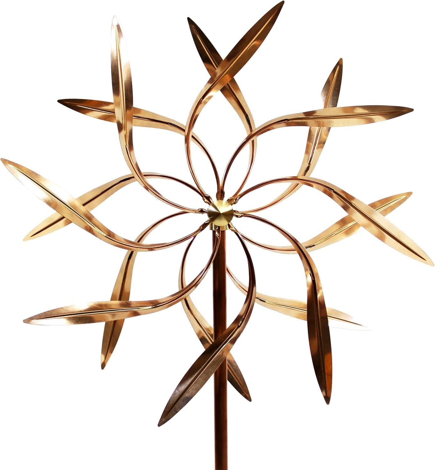 Elegant 72-Inch Kinetic Copper Wind Spinner - Dancing Willow Leaves Art