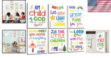 Load image into Gallery viewer, Set of 6 Framed Bible Verse Wall Decor - Inspirational Kids Room Art 8X10