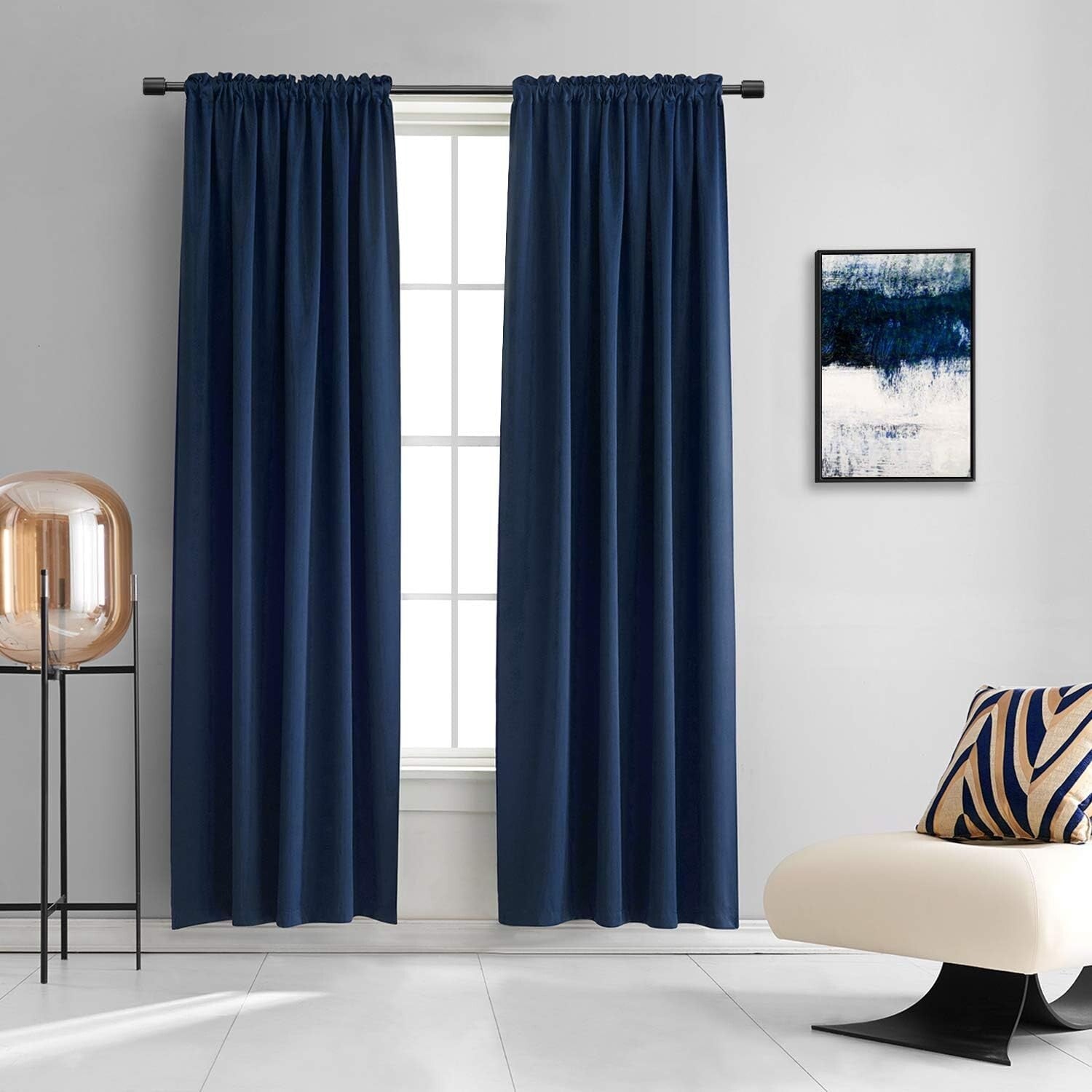 Elegant Navy Blue Blackout Drapes 84” Long, 60” Wide - Perfect for Modern Rooms