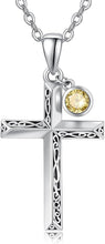 Load image into Gallery viewer, Personalized Birthstone Cross Necklace in 925 Sterling Silver for Men &amp; Women