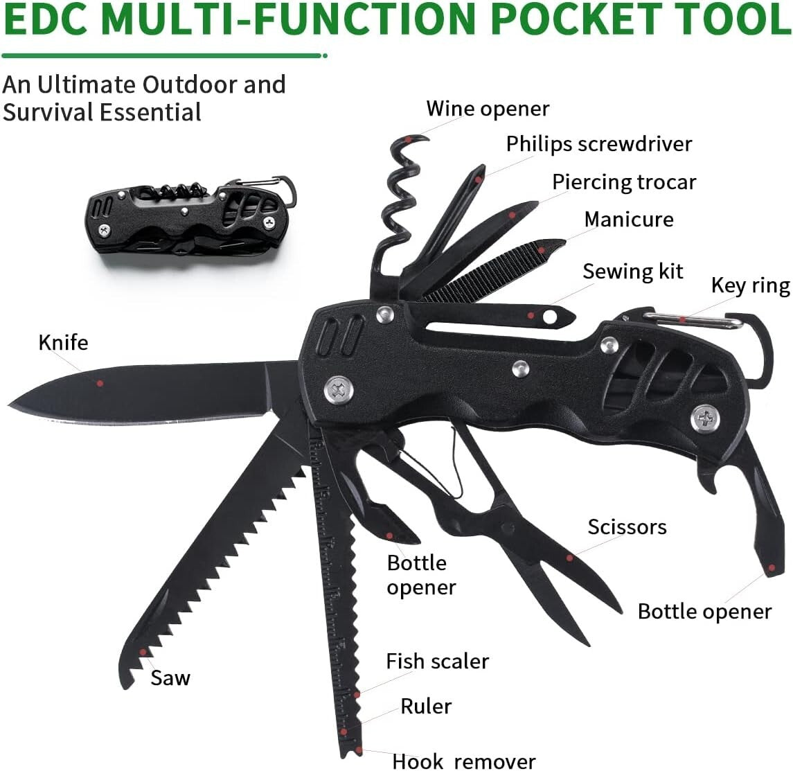 All-in-One Fishing Tool Kit with Fillet Knife & Bucket Organizer - Great Gift