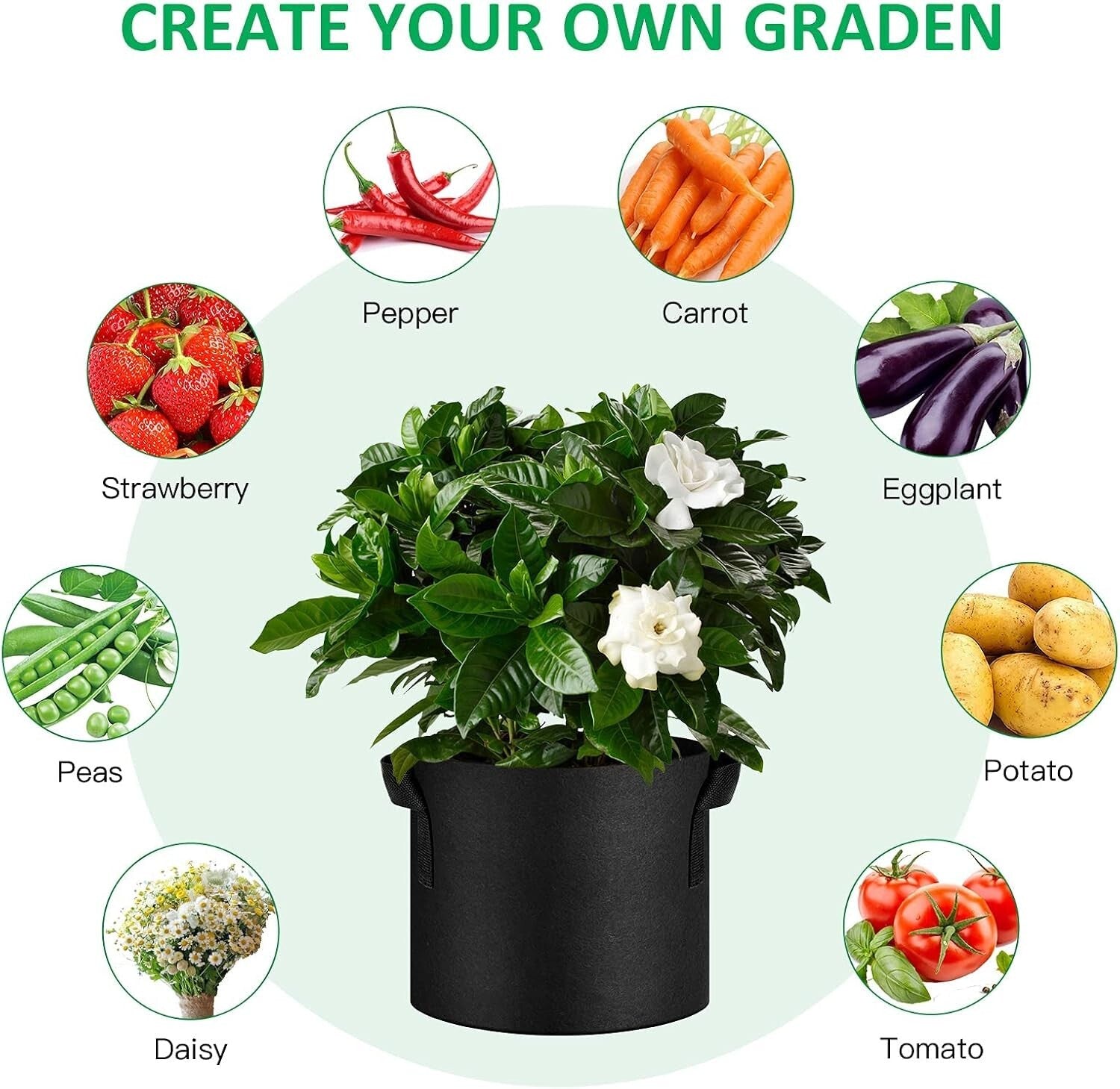 12-Pack of Breathable 25 Gallon Grow Bags with Sturdy Handles for Easy Mobility