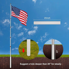 Load image into Gallery viewer, Aluminum 25ft Telescoping Flag Pole with 2 Flag Capacity &amp; Golden Top Finial