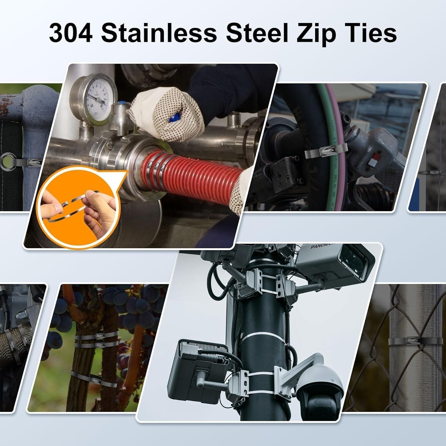 Durable 1000 pcs Self-Locking Metal Zip Ties, 11.8 Inches for Versatile Bundling