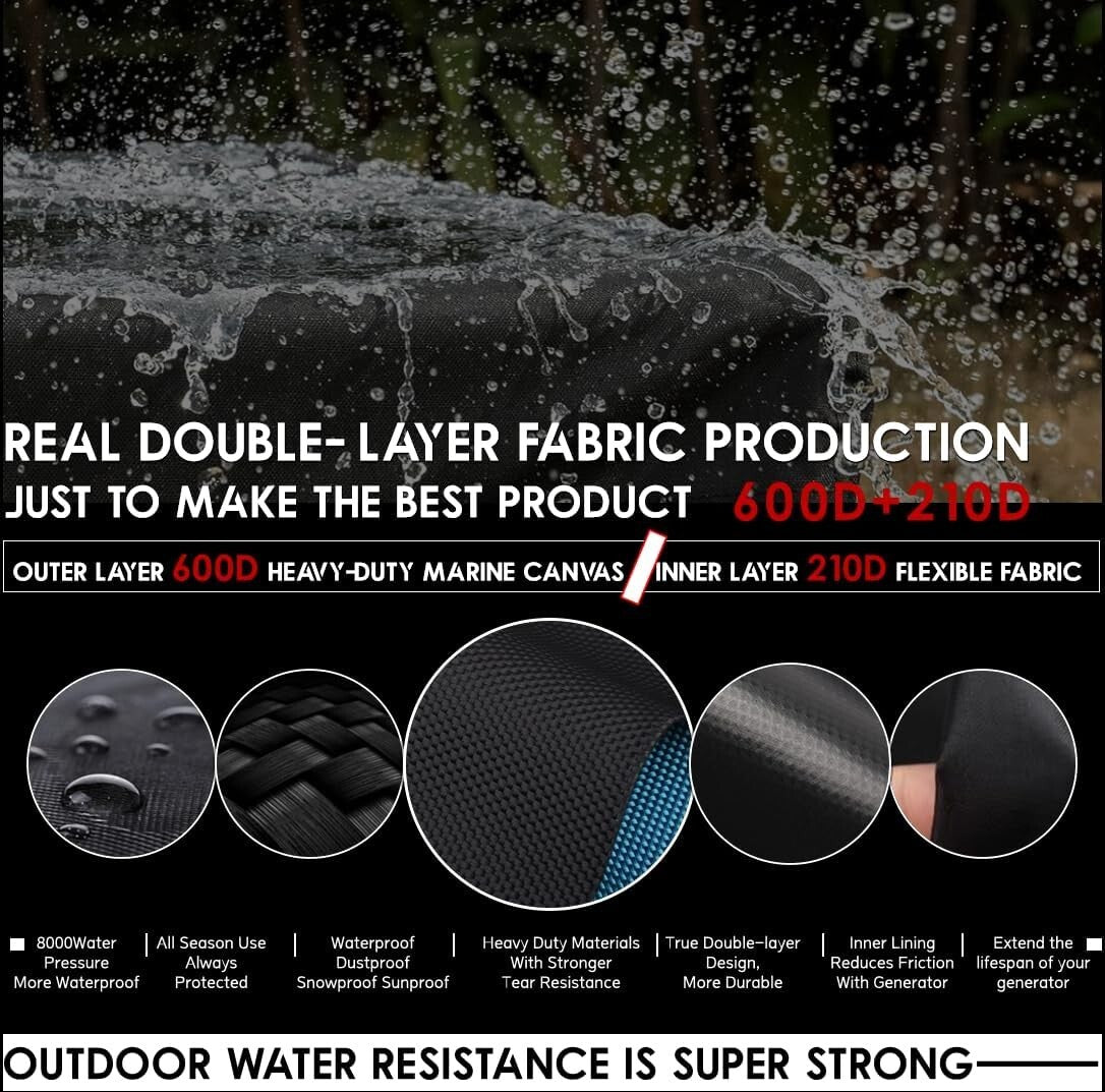 Double Layer Extra Heavy-Duty Generator Cover - 32"x24" Waterproof Protection