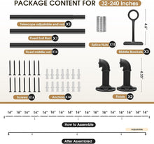 Load image into Gallery viewer, 240-Inch Heavy Duty Black Curtain Rods - Room Darkening &amp; Stylish Design
