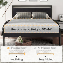 Load image into Gallery viewer, Squeak-Free Full Size Metal Bed Frame with Wooden Headboard &amp; Spacious Storage