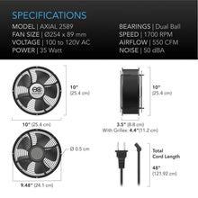 Load image into Gallery viewer, Heavy-Duty 10" Axial Fan with Dual Bearings - Ideal for Custom Cooling Projects