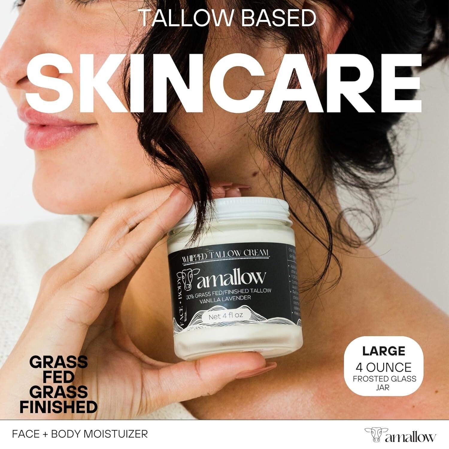 Luxurious 4 FL. oz. Vanilla Lavender Beef Tallow Lotion for Sensitive Skin