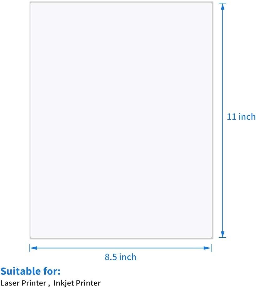 Full-Sheet White Adhesive Labels - 500 Sheets 8-1/2" x 11" for Laser & Inkjet