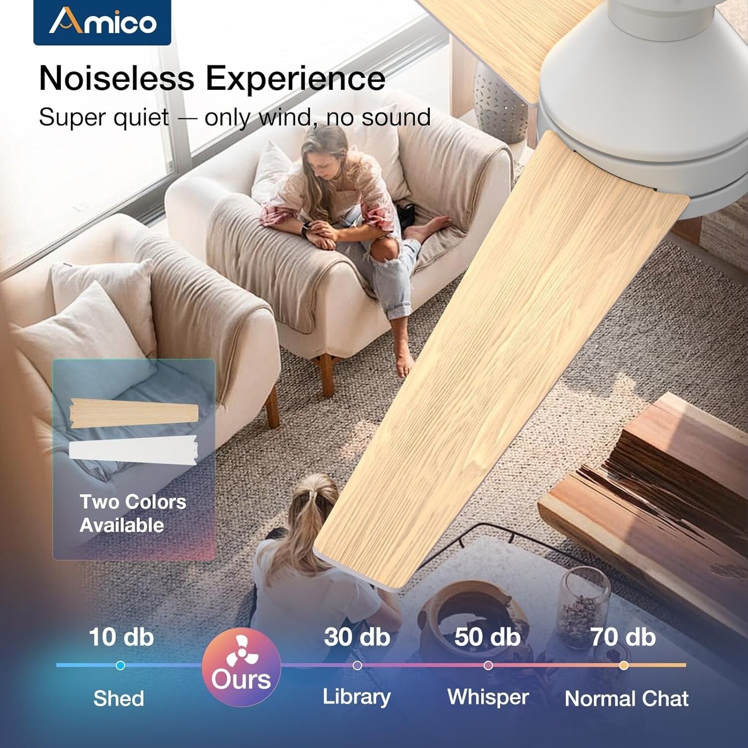 52-Inch Modern Ceiling Fan with Lights & Remote Control - Dimmable & Reversible