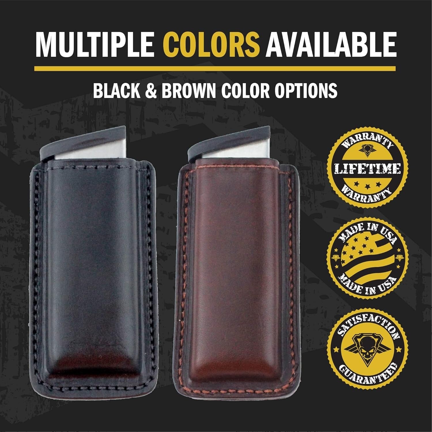 Elegant Multi-Fit Leather Magazine Holder for 9mm, .40, .45, and .380 Pistols