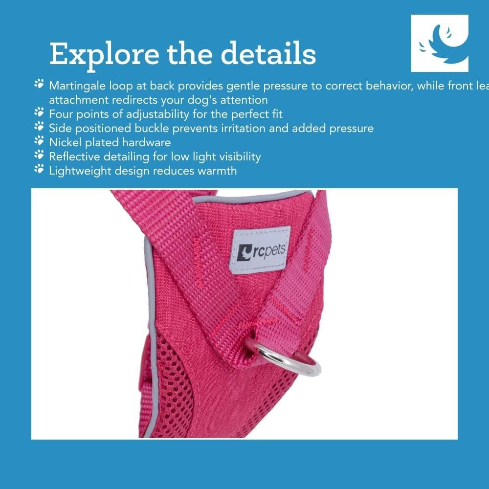 Adjustable Medium Dog Harness - No Pull Design with Reflective Safety Accents