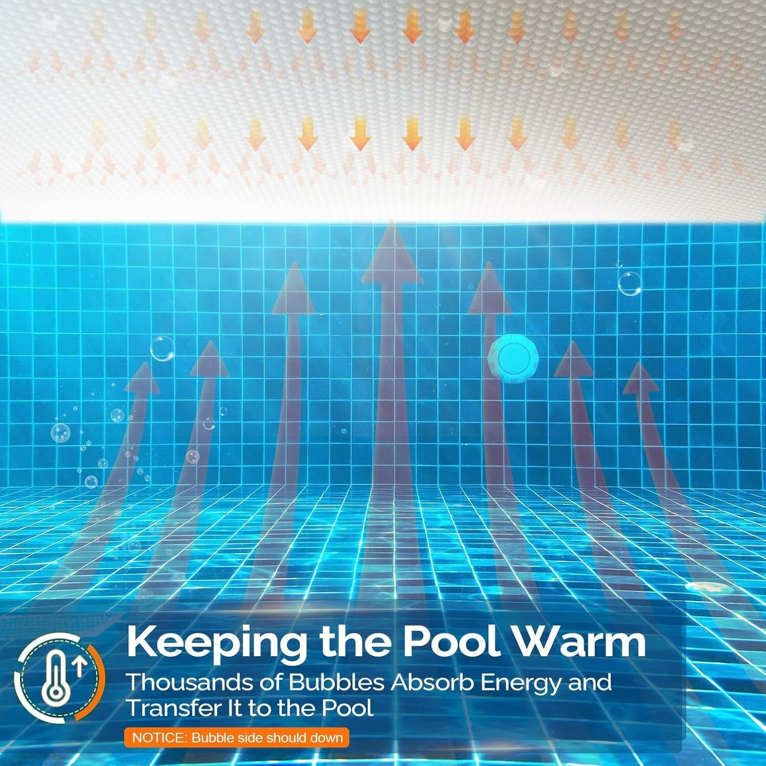 Clear 18x36FT Solar Blanket for Inground and Above-Ground Pools - 12Mil Thick