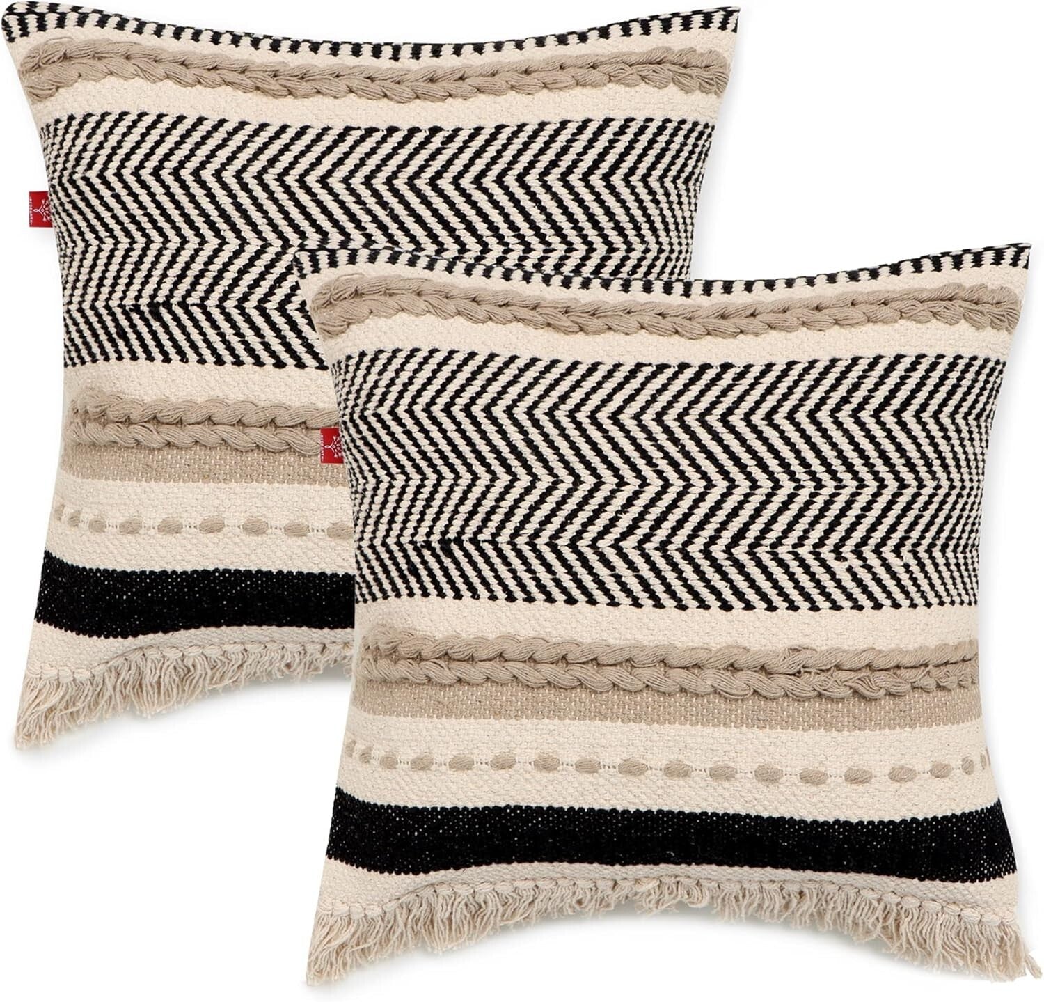 Elegant Boho Throw Pillow Covers - 18"x18" Cushion Set for Cozy Home Style