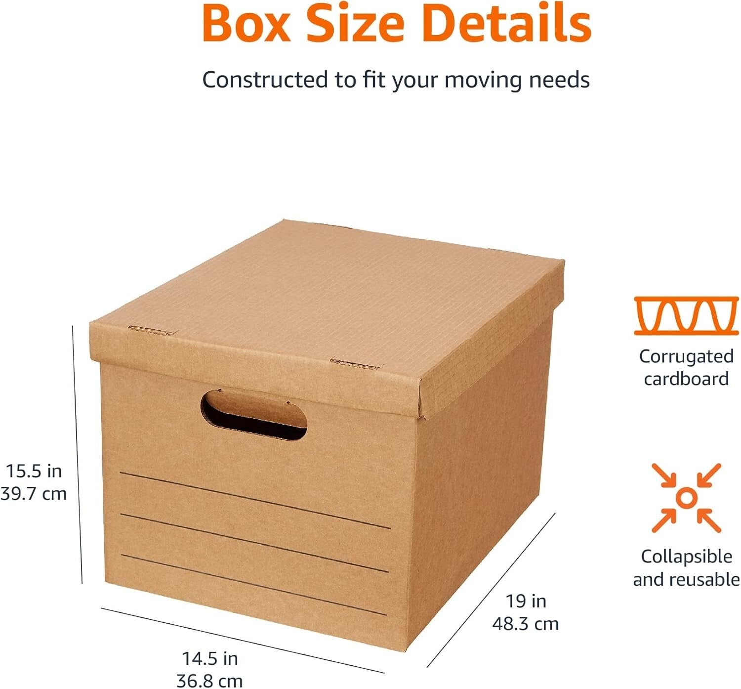 Versatile 20-Pack Cardboard Packing Boxes with Handles - Space-Saving Solution