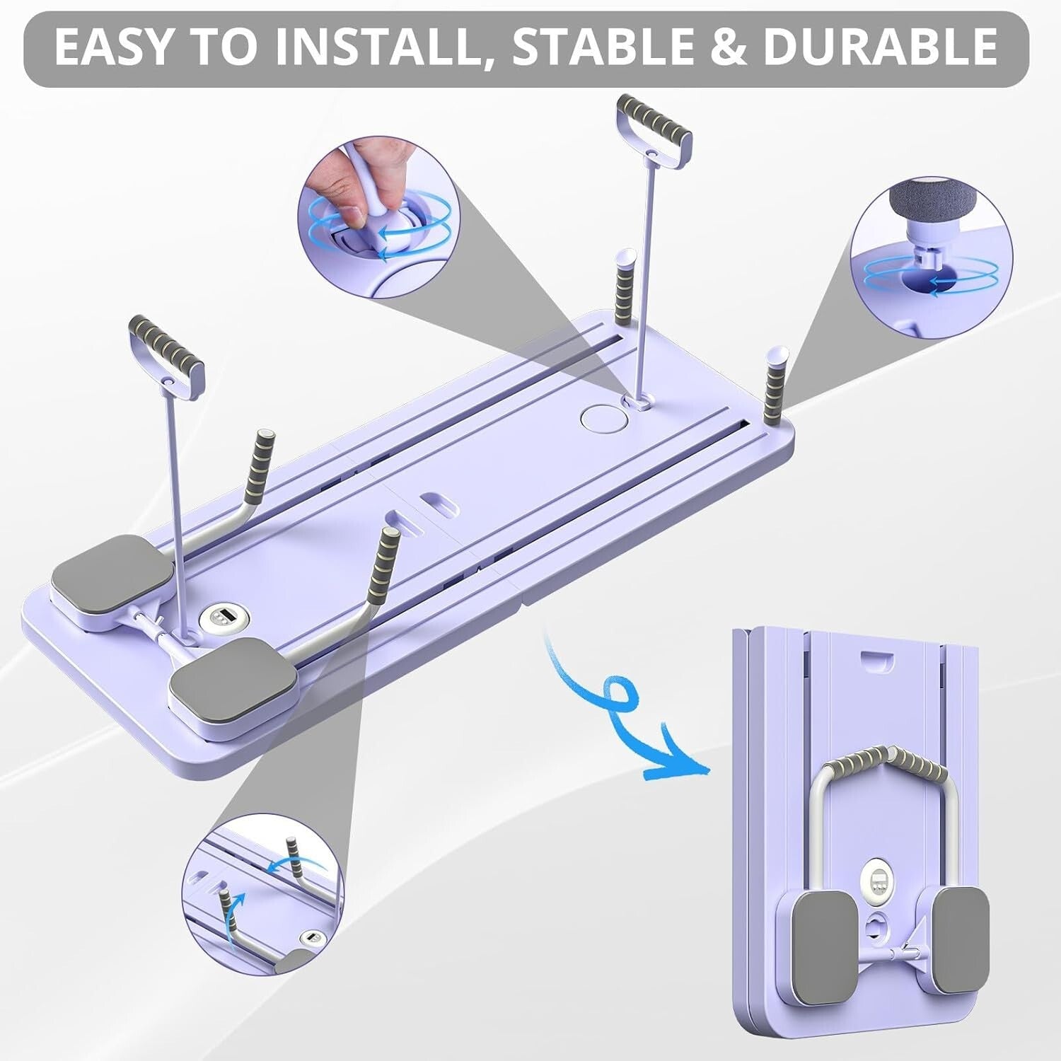 Multi-Purpose Foldable Pilates Board with High Resistance Straps for All Levels