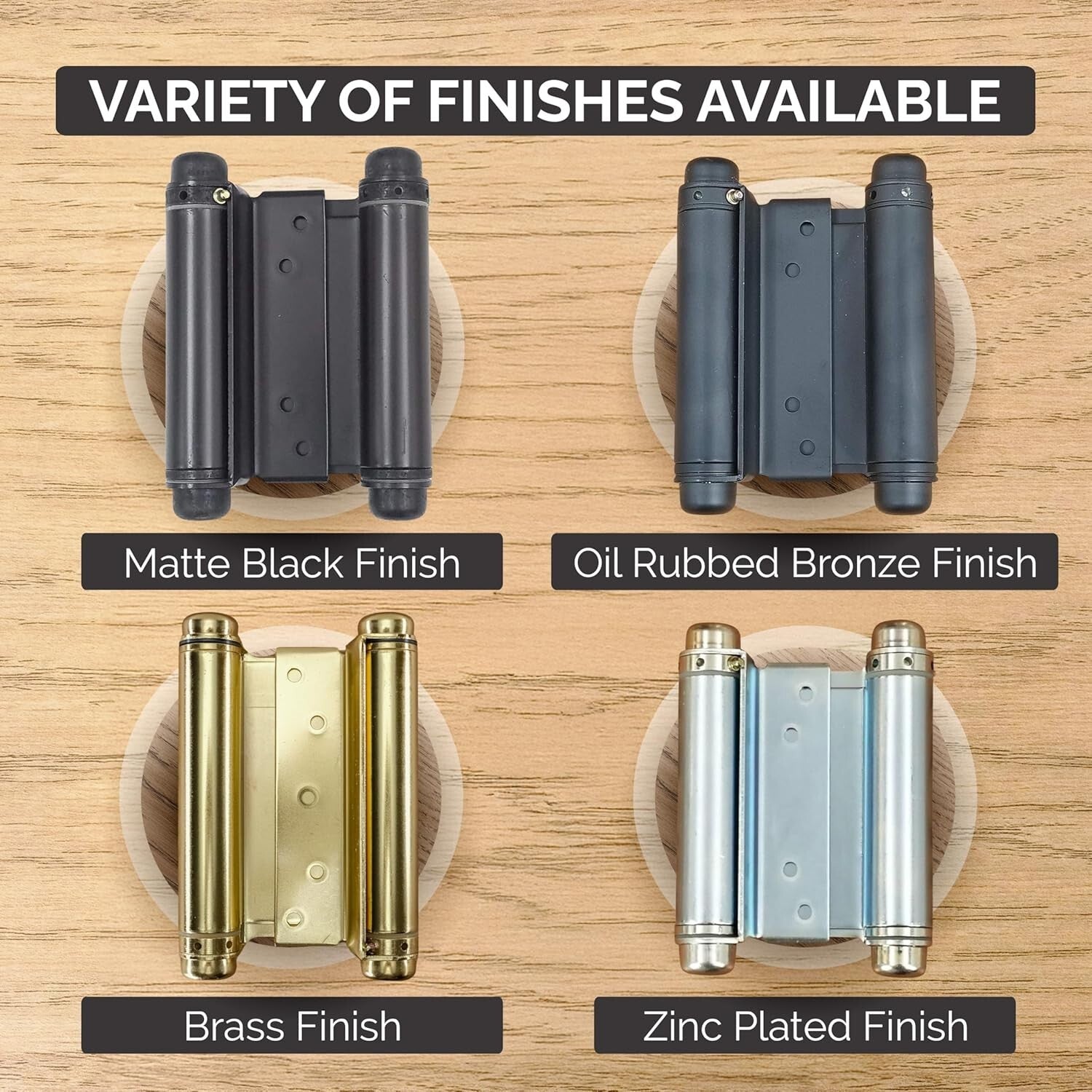 6-Inch Rust-Resistant Double Action Spring Hinge - Matte Black, 70 lb Capacity