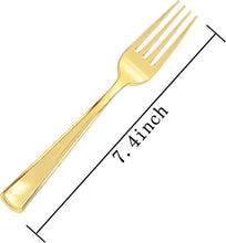 Load image into Gallery viewer, Bulk Gold Plastic Forks - 600 Heavy Duty Forks for Stylish Events &amp; Gatherings