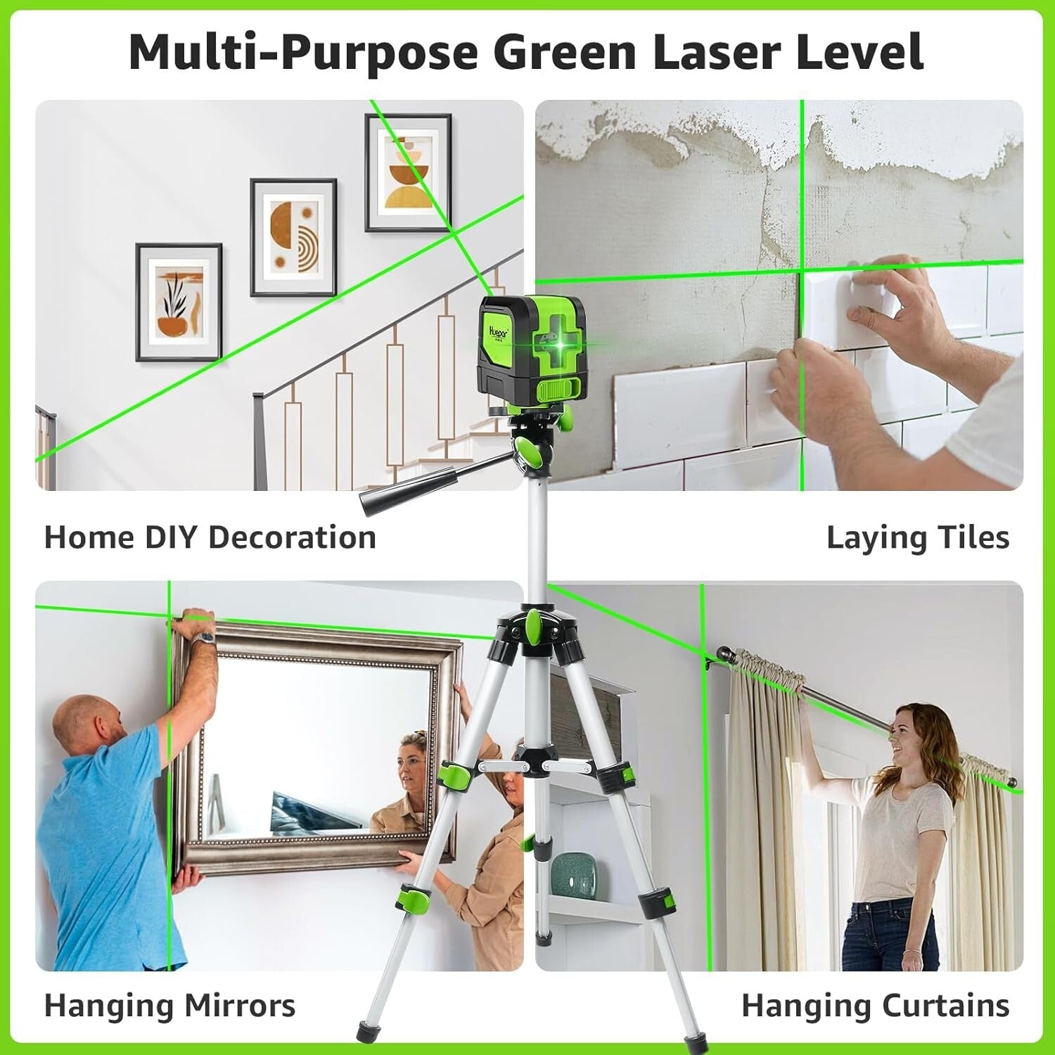 Durable Battery-Powered Green Laser Level - Ideal for Decoration & Construction