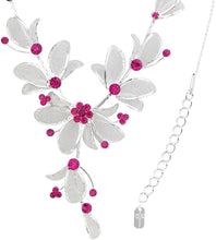 Load image into Gallery viewer, Elegant 3-Piece Floral Rhinestone Jewelry Set - Adjustable Necklace &amp; Earrings