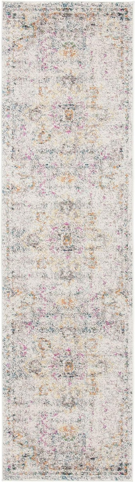 Durable Bohemian Runner Rug 2'2"x10' - Stain Resistant & Non-Shedding Grey/Gold