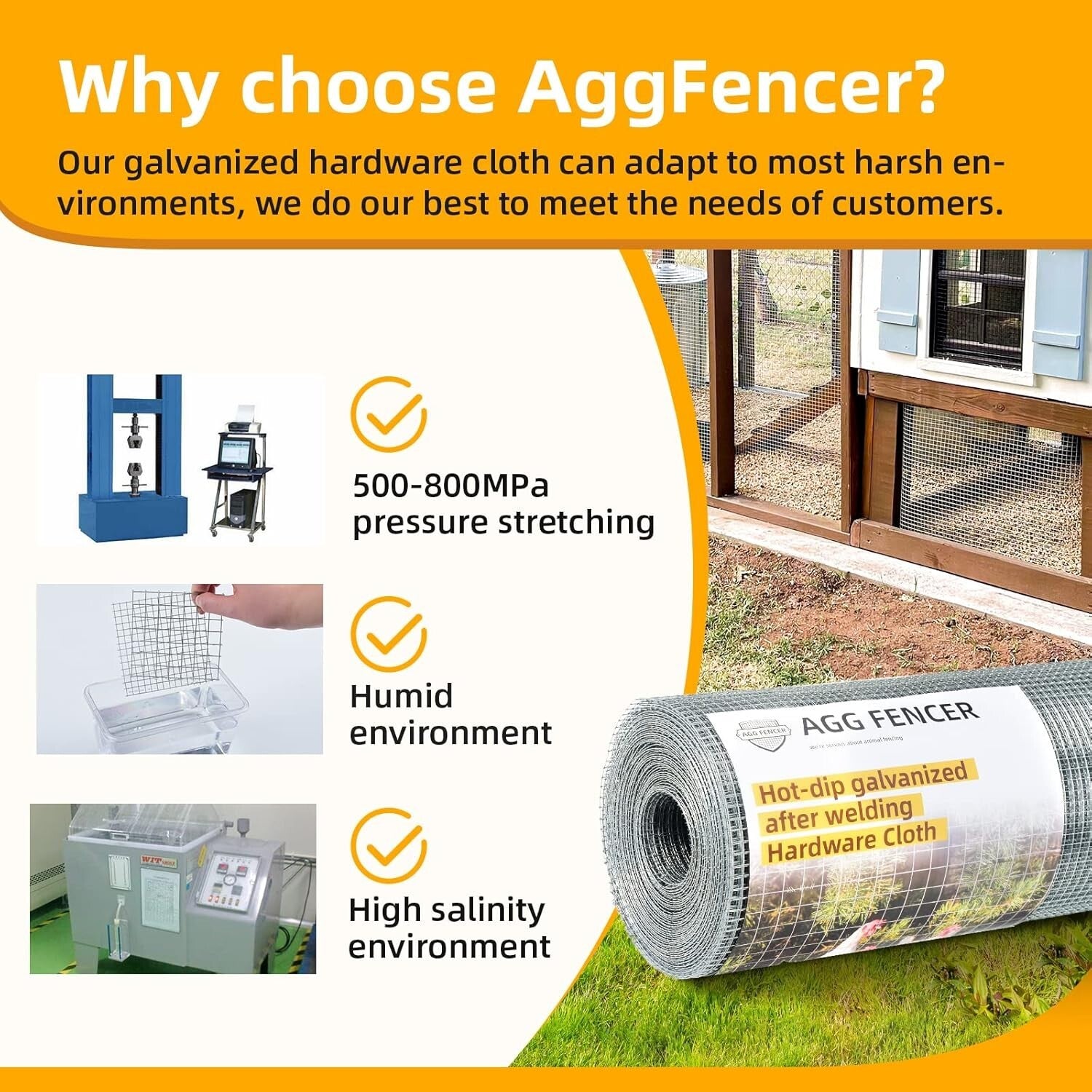 16in x 50ft Galvanized Hardware Cloth - Durable 1/2 Inch Chicken Wire Fencing