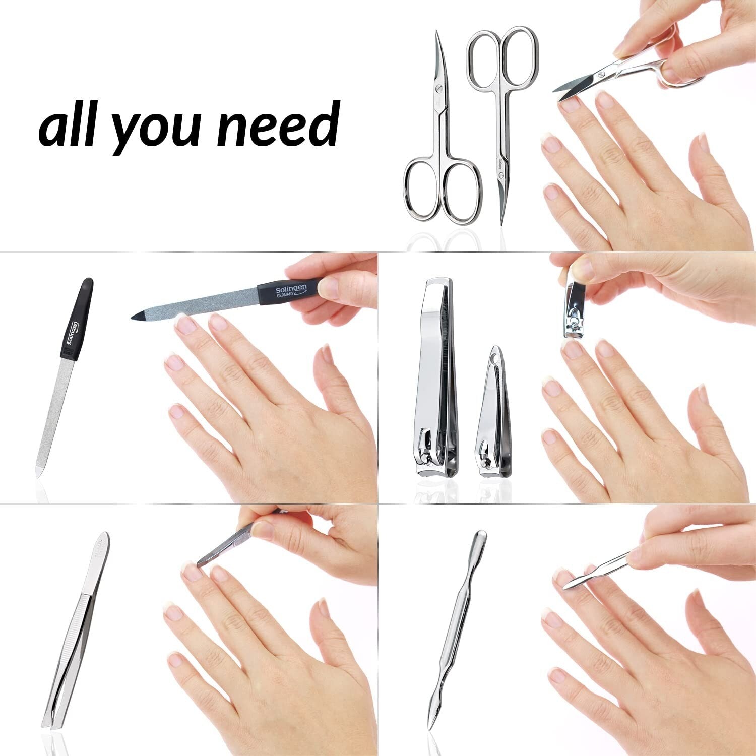 Luxury 7-Piece Nail Clippers Kit Made in Germany - Perfect for Men and Women