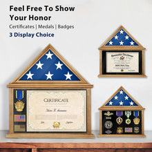 Load image into Gallery viewer, Veteran Honor Flag Display Box with Certificate Holder - Wall Mount or Tabletop